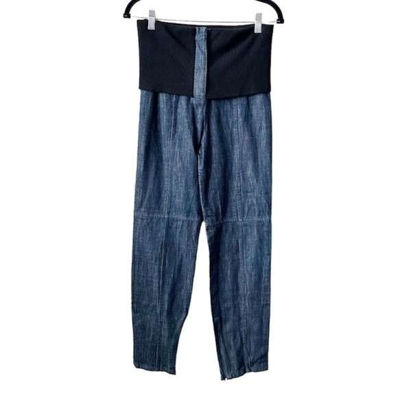 Tibi Dark Wash High Rise Banded Waist Jeans - Picture 1 of 12